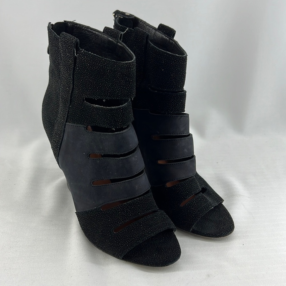 REBECCA MINKOFF Caged Strapped Wedge Heels